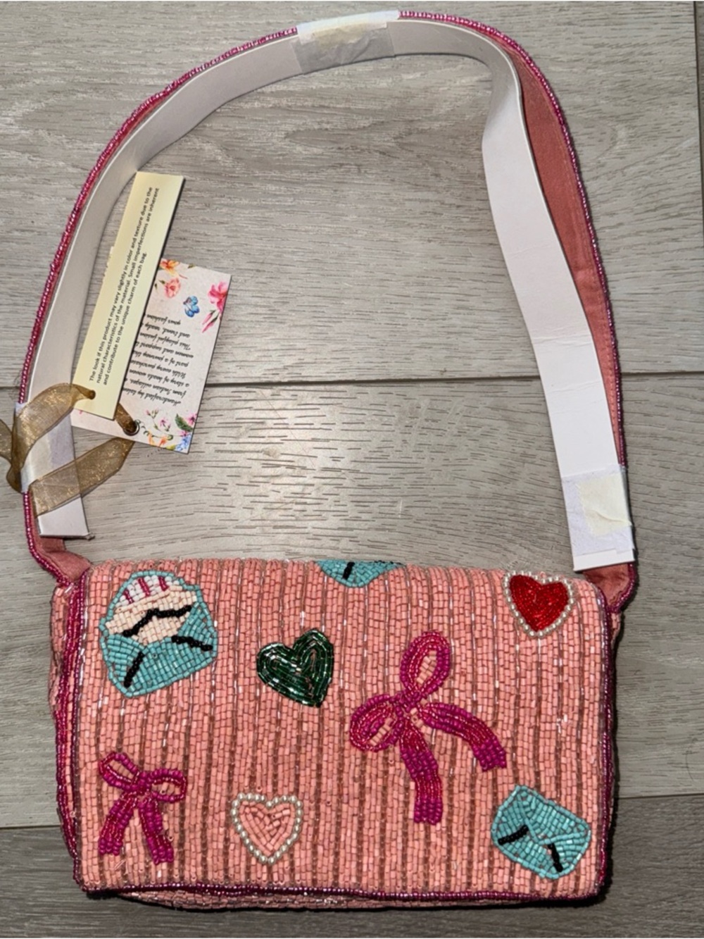 Beaded Pink Love Letter Valentine’s Day Shoulder  Bag